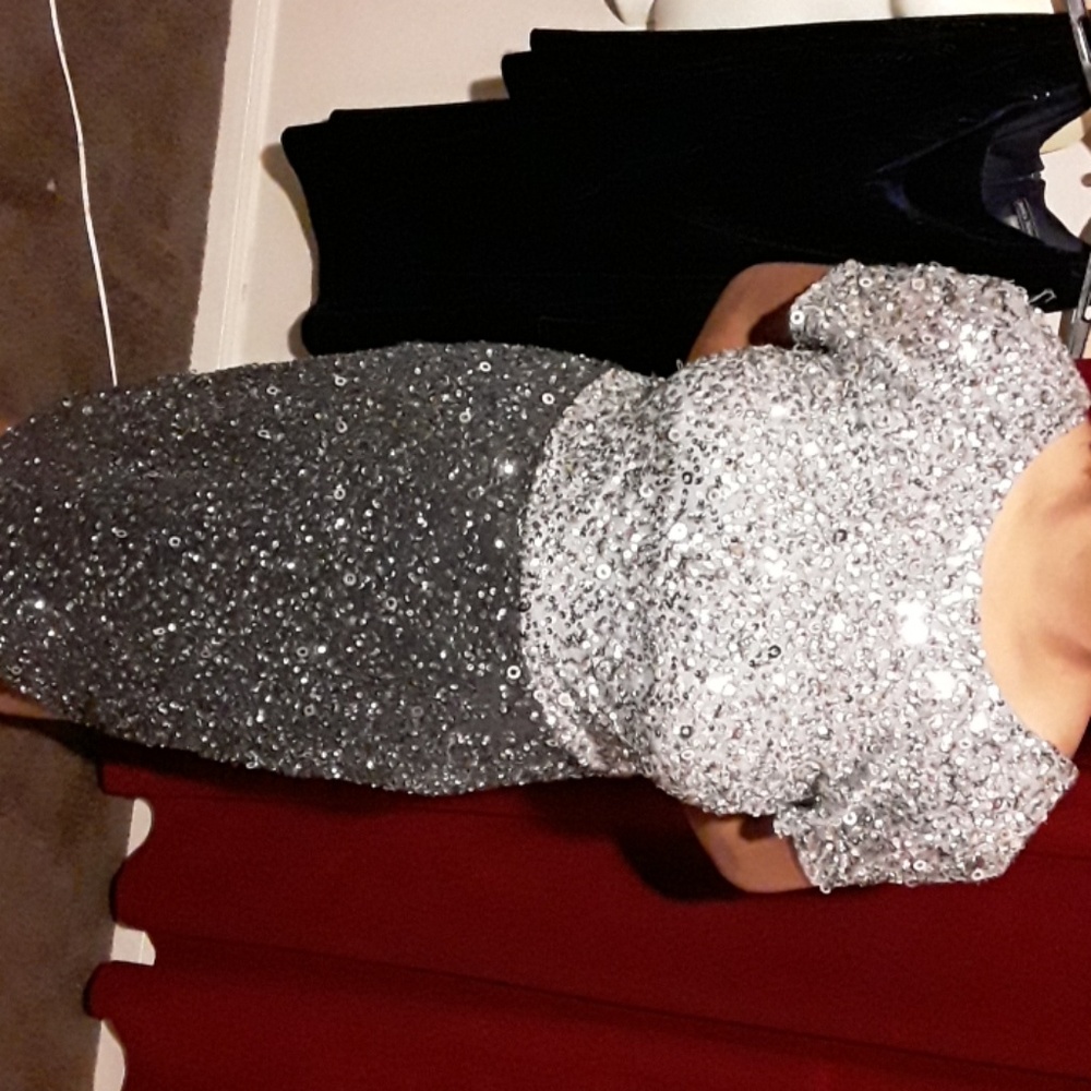 Sequin silver dress